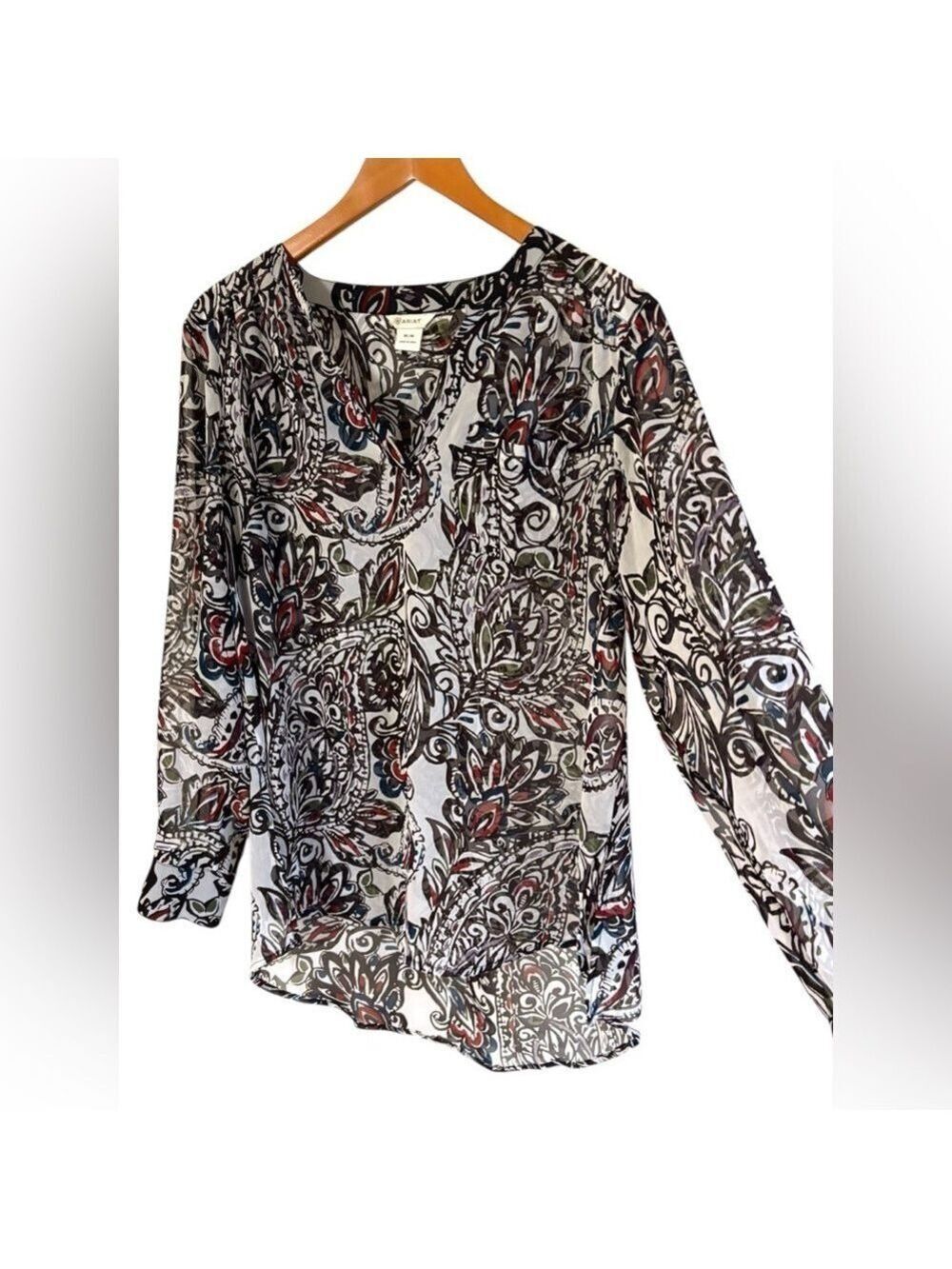 Ariat-women’s medium semi sheer hi/low hem tunic. Gorgeous colors. GUC! - Picture 12 of 15